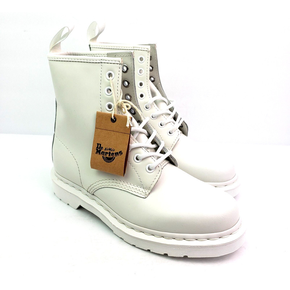 Dr Martens 14357 Mens Sz 7 Womens Sz 8 White Smooth Leather Mono Combat Boots